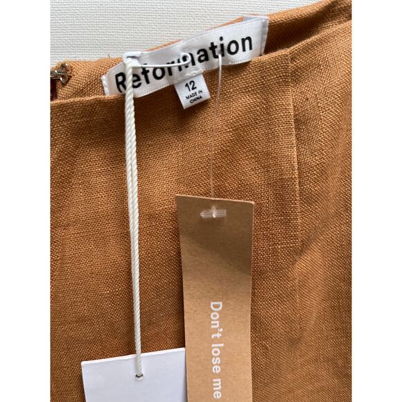 Reformation Justin Linen Pants in Barley size 12 NWT - Picture 4 of 10